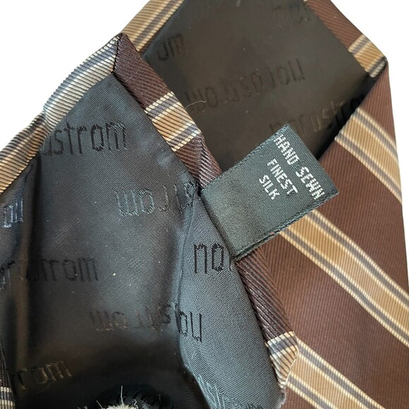 Robert Talbott for Nordstrom Brown Striped Tie hand sewn 56"x3" VTG - Picture 5 of 6